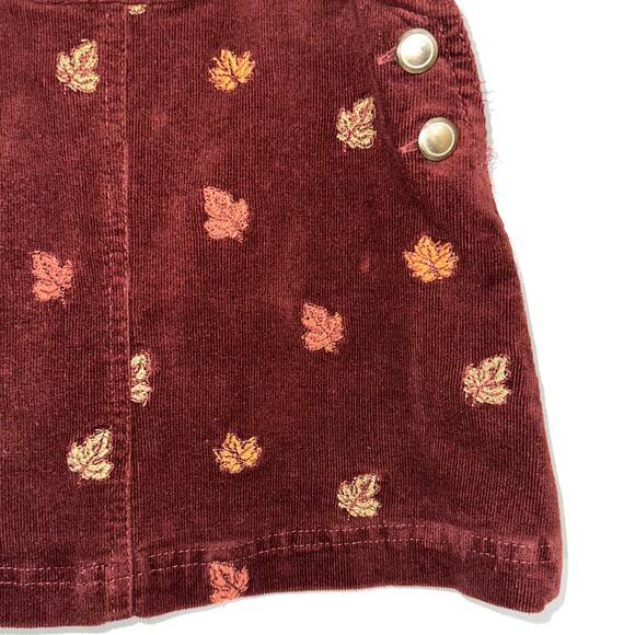 Cynthia Rowley Thanksgiving Corduroy Embroidered Leaves Turkey Overall Dress 24M - Picture 6 of 11